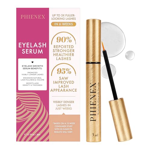 PHIENEX Wimpernserum, Verlängernd & Verdichtend für Wimpern & Augenbrauen - Mit US DermaCraft Labs Technology & Botanical Peptide Complex - 3ml