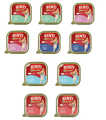 RINTI Gold Mini | Hunde Nassfutter | 10x100g | 5 Sorten zur Auswahl | für kleine Hunde | ohne Getreide