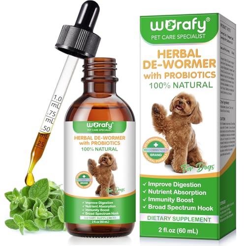 HEXIN Entwurmungsmittel für Hunde, Wurmkur Hund Tropfer 60ml, Kräuterreinigung mit Probiotika – Fördert Einen Gesunden Darm, Natürliche Rezeptur