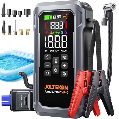 7000A Auto Starthilfe Powerbank für Pkw, Starthilfe für Alle Benzin und 12,0L Diesel, Starthilfe Powerbank mit Gebläse und 160PSI Kompressor, Starthilfe mit 800 Lumen LED Leuchte und 3,3'' LCD Display
