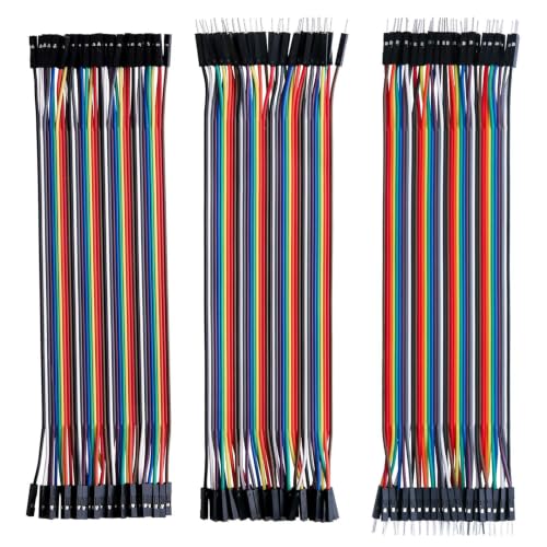 ELEGOO Jumper Wire 40 x 20cm Kabel Steckbrücken 3er-Set M2M/F2M/F2F | Steckbrücken kompatibel mit Arduino & ESP-32, farbcodierte, PVC-isolierte & teilbare, für Breadboard & DIY-Projekte