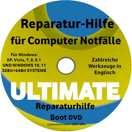 Ultimate Boot CD DVD für Win 7 8 10 11 Vista XP und Linux Computer & Laptops