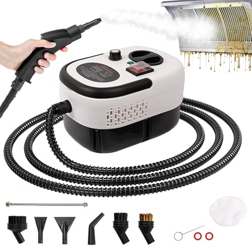 2500W Dampfreiniger Handgerät,Handdampfreiniger mit 1,2-Liter-Wassertank,9 Zubehörteilen,6 Stufen Einstellbar Dampfreiniger Boden Tragbarer Dampfreiniger für Alles,Fenster,Autos