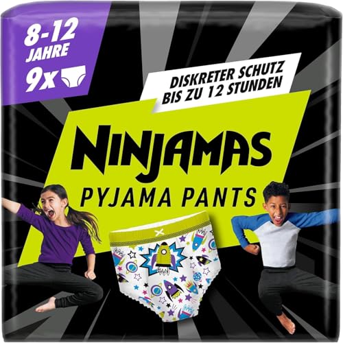Ninjamas Pyjama Pants Raumschiff, 9 absorbierende Nachthöschen, 8 Jahre, 27kg-43kg, Auslaufschutz für die ganze Nacht