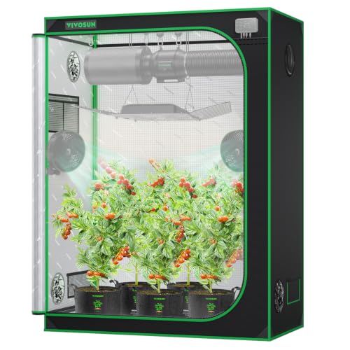 VIVOSUN Growzelt 150x80x200cm Grow Tent aus hochreflektierendes Mylar mit Sichtfenster und Bodenwanne für Hydroponik und Indoor-Anbau S538 Grow Zelt passend für VS2000/VSF4300