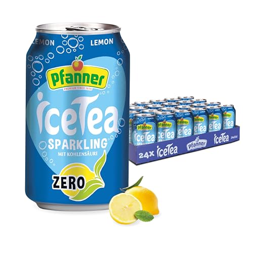 Pfanner Lemon Zero Eistee - Sparkling Dose im Vorratspack – Kohlensäurehaltiger IceTea mit Lemongeschmack - (24 x 0,33 l)
