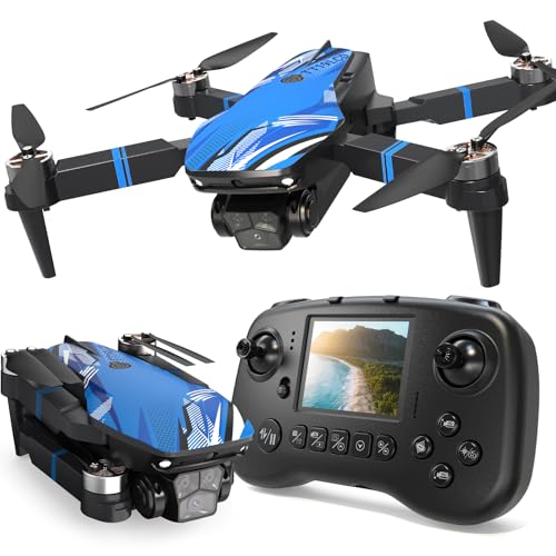 Drohne mit Kamera LCD-Bildschirm FPV Video, Professional Drone mit Bürstenlosem Motor, 270°-Hindernisvermeidung, Zusammenklappbarer RC Mini Quadcopter für Erwachsene Anfänger, Unter 250G, Geschenk