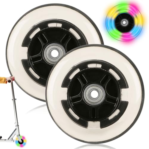 2 x 100 mm Leuchtende Ersatzräder mit Kugelroller, PU, kompatibel mit Stunt-Scooter und Kickscooter