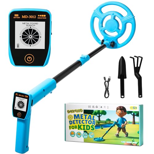 Smofrees Metalldetektor Kinder, über USB Aufladbarer Kinder Metalldetektor mit Einfachem Display, 7,36