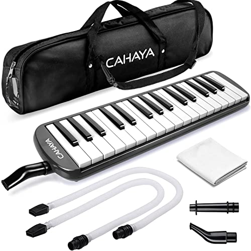 CAHAYA Melodica 32 Tasten für Kinder und Anfänger mit Tragetasche Schwarz