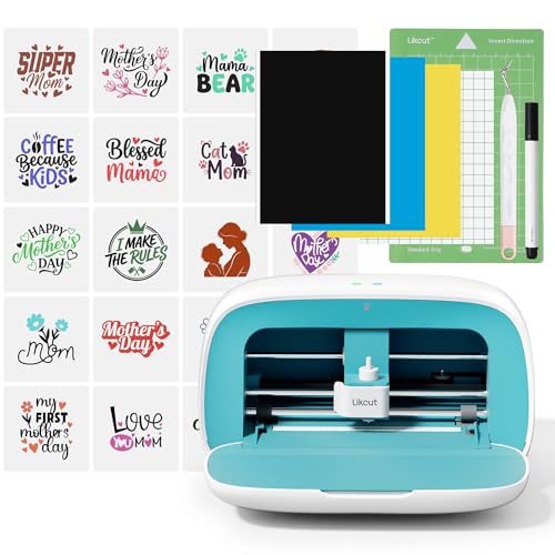 Likcut S501 Schneideplotter, Plotter maschine mit Intelligenter Einbau Speicher, Verfügbar für Vinyl, Iron on und Karten, Plotter mit Einsteiger Set, Blau