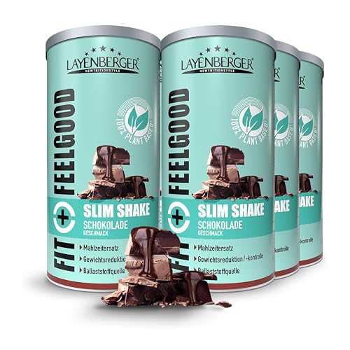 Layenberger Fit+Feelgood Slim Shake Powder vegan - Mahlzeitersatz für 72 Portionen, je 205 kcal, (6x 396 g) - Schokolade