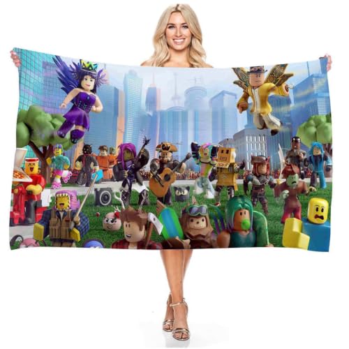 Ubephant Roblx Badetuch, Roblx Strandtuch für Kinder, 75 * 150cm Badelaken R-oblx Handtuch Badetücher Superweich Super Saugfähig und Langlebig Reisen Urlaub Strandgeschenke