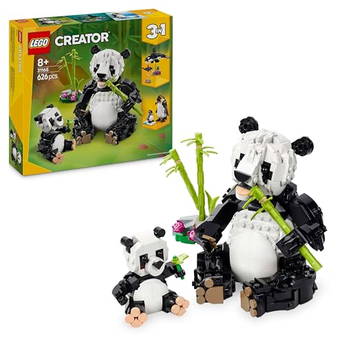 LEGO Creator 3in1 Wilde Tiere: Pandafamilie - Tierfiguren umbaubar in Pinguine oder Schwertwale – Spielzeug zum Bauen - Kreatives Geburtstagsgeschenk für Mädchen und Jungen ab 8 Jahren – 31165