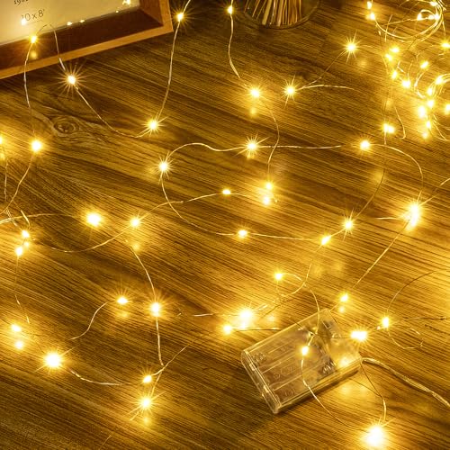 Ollny 5M 50 LED Lichterkette Batterie innen Kupferdraht Warmweiß