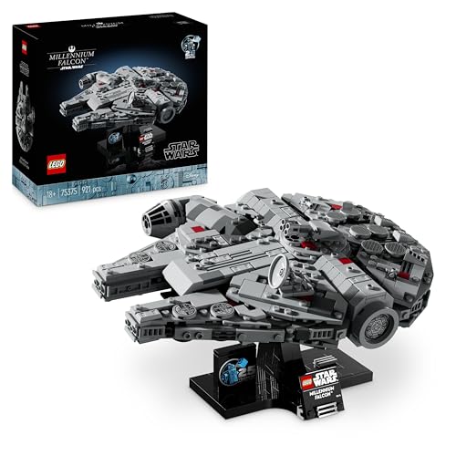 LEGO Star Wars 75375 Millenium Falke – Raumschiff-Modell für Erwachsene mit Display-Ständer und Namensschild als Coole Schreibtischdeko – Geschenk für Fans von Eine Neue Hoffnung