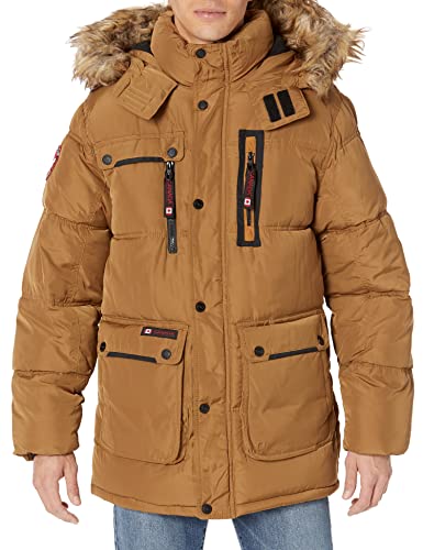 CANADA WEATHER GEAR Herren Schwere Pufferjacke, Braun, M