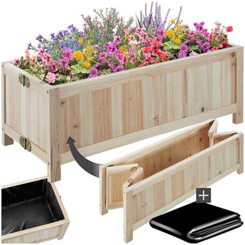 tectake® Hochbeet Holz, Hochbeete-Kit für Balkon, Terrasse, Hochbeet Garten, Pflanzkasten, Kräuterbeet, Frühbeet, Gemüsebeet, Pflanzenbeet, zur Anzucht, als Blumenkasten - 30l, 70 x 30 x 25 cm