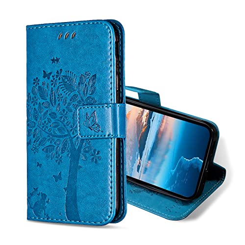 KANVOOS Handyhülle für Huawei P8 Lite 2017 Hülle, PU Leder Schutzhülle mit Kartenfach, Flip Case Klappbar Stoßfeste Hülle für Huawei P8 Lite 2017 (Blau)