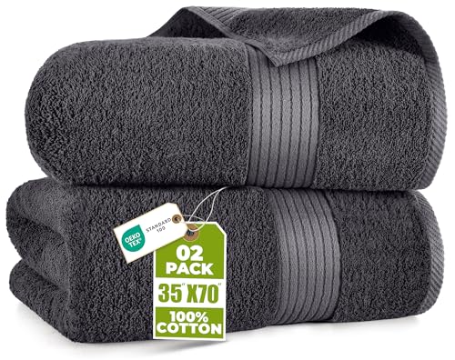 Utopia Towels 2er Großes Badetuch, 90 x 180 cm, Grau