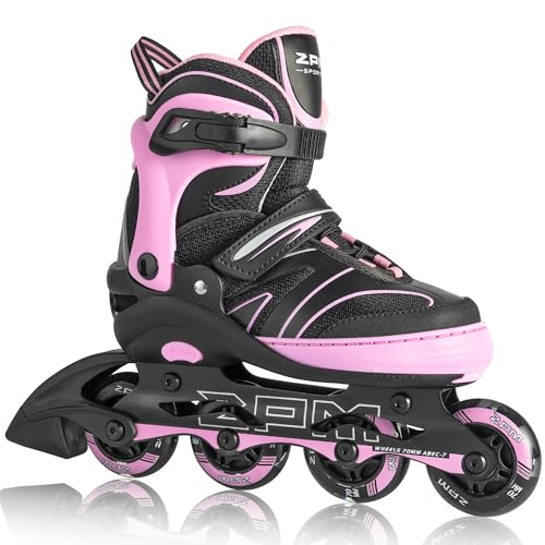 2PM SPORTS Größen Verstellbar Inliner für Kinder, Mädchen Jungen Inline Skates mit 82A PU Rollen für Damen/Herren Youngster Anfänger