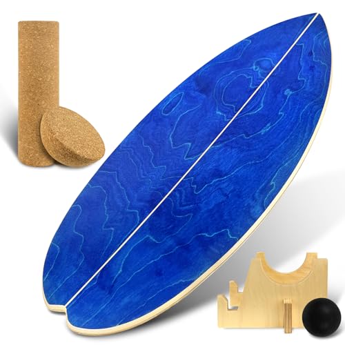 Bibykivn Balance Board, Balance Board mit Halbkugel, Surf Balance Wackelbrett Kinder & Erwachsene, Surfboard für Surfen, Snowboarden (Balance Board Set)