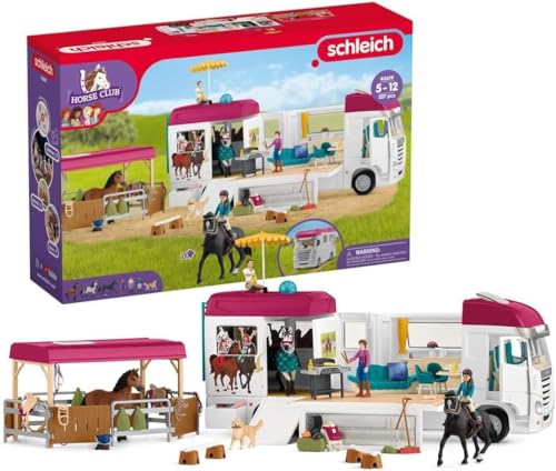 schleich HORSE CLUB | Pferdetransporter 42619 | mit Pferdebox, 3 Pferden, Lisa, ihren Eltern und Zubehör | Geschenk für Mädchen und Jungen | Pferde Spielzeug für Kinder ab 5 Jahre | Set aus 227 Teilen