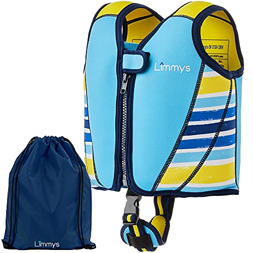 Limmys Schwimmweste für Kinder – Schwimmhilfe mit verstellbarem Auftrieb, CE-Zertifiziert, Testsieger bei Vergleich.de, weicher Neopren-Komfort, sichere und robuste Verarbeitung, mit Transportbeutel