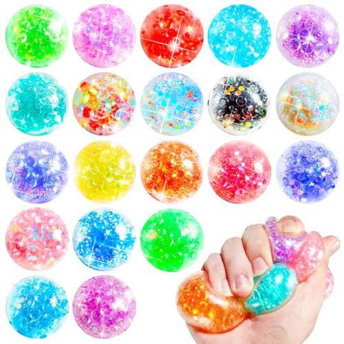 HOUT 20 Stück Stressball-Squishy Mitgebsel Kindergeburtstag: Kunststoff Anti Stress Bälle Kindergeburtstag Gastgeschenke - Antistressbälle für Kinder Erwachsene - Kleine Geschenke für Kinder