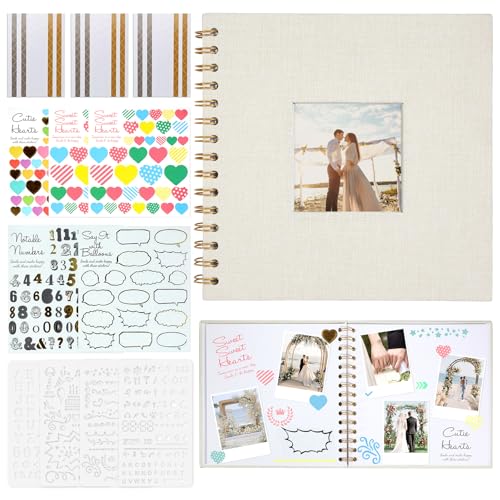 Fotoalbum 20,5x20,5cm, 20 Seiten Fotobuch zum Selbstgestalten Scrapbook Einkleben Photo Album Fotoalben Klein Foto Buch Selber Selbst Gestalten Ringbuch für Baby Hochzeit Geburtstag