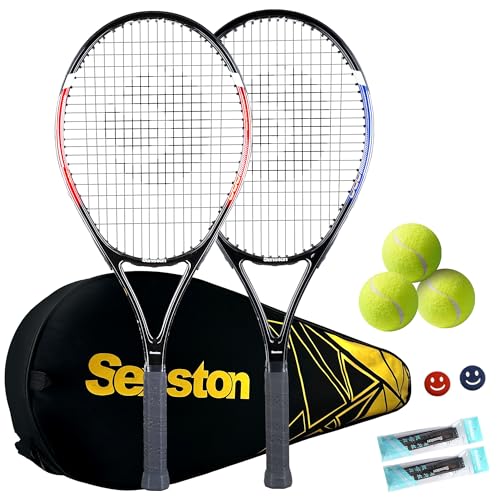 Senston Tennisschläger 2er-Set 68,6cm / 27'' mit Bällen für Erwachsene