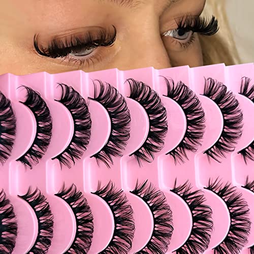 10 Paare 3D Künstliche Wimpern Russische Falsche Natürlicher Look, Curly Cat Eye Lashes D Curl mit Natürlichem Wispy-Volumen Katzenauge Wimpern(808)