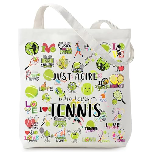 Leseogye Tennis Geschenk, Tragetasche mit Tennis Muster, Canvas Tasche Damen Einkaufstasche, Lustige Taschen, Tennis-Mädchen, Geschenk für Tennisspieler