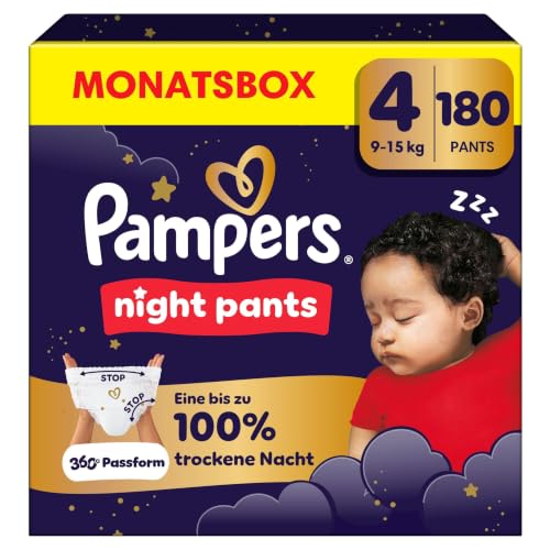 Pampers Night Pants Größe 4, 180 Windeln, 9kg-15kg
