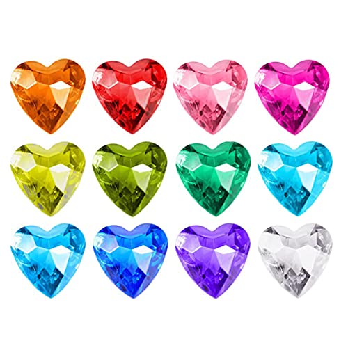 YIEUR 12 Stück Herzen Diamant große bunte Deko, 40mm glitzer Dekosteine herzen Acryl, große Streudeko Kristalle Konfetti Diamanten Plastik Hochzeit Tischdekoration Geschenk Taufe von Partyloon(40)
