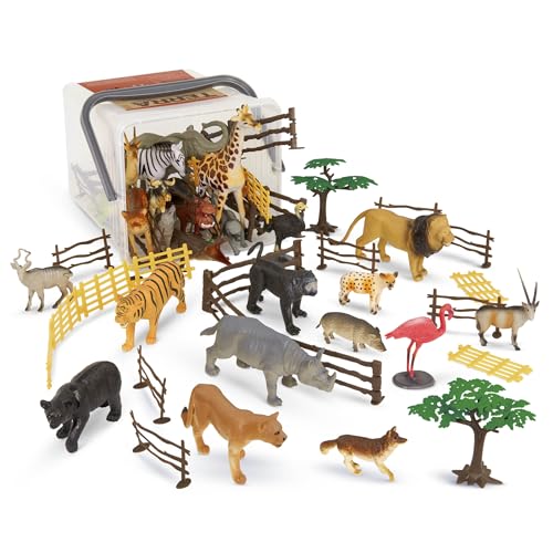 TERRA by Battat – Dschungelwelt – Dschungeltierfiguren & Zubehör – 60-Teile Spielzeug-Tier-Eimer für Kinder – Wildes Tier Spielzeug – Löwen, Gorillas, Zebras, Giraffen und mehr – 3 Jahre +