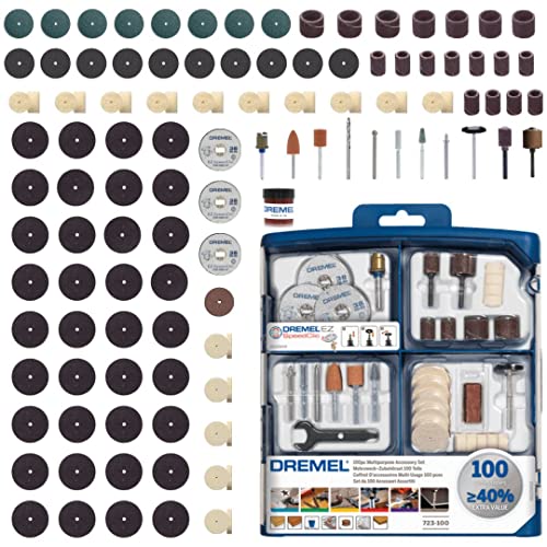 Dremel 723 EZ SpeedClic (100-teiliges Mehrzweck Zubehörset für Multifunktionswerkzeuge mit 100x Zubehör, Spannzangenschlüssel und Aufbewahrungsbox)