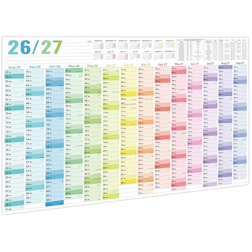 Wandkalender 2026 2027, Kalender 2026 2027 Wandkalender XXL (97 x 70 cm) in Poster Größe, Jahresplaner Querformat, Gefaltet - Wandplaner 2026 2027, Jahreskalender, Plakatkalender. 1 Stück