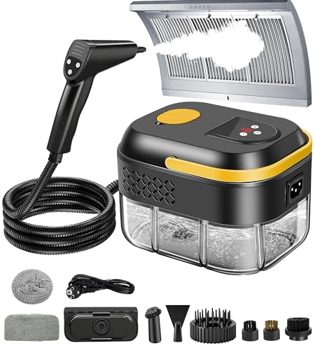 KingSom Dampfreiniger Handgerät,6-Stufig Verstellbarer Dampfreiniger,2500W Steam Cleaner für Alles,10 Sekunden Schnelle Aufheizzeit,1,4L Wassertank,Tragbarer Dampfreiniger mit 10 Zubehörteilen