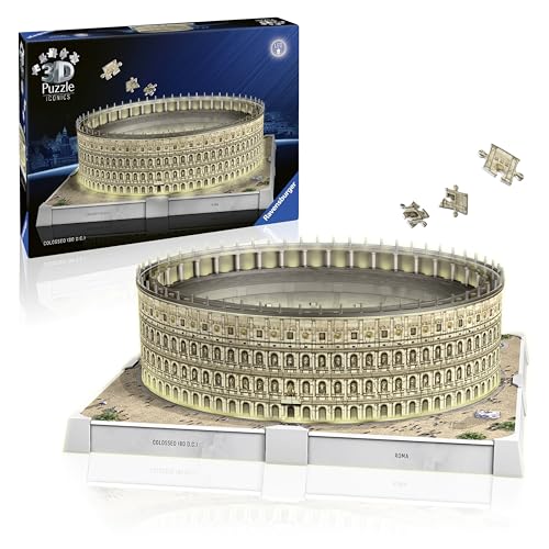 Ravensburger 3D Puzzle Iconics: 12008034 Kolosseum Rom - mit Licht - EIN Wahrzeichen des antiken Rom als detailgetreues und beleuchtetes Modell
