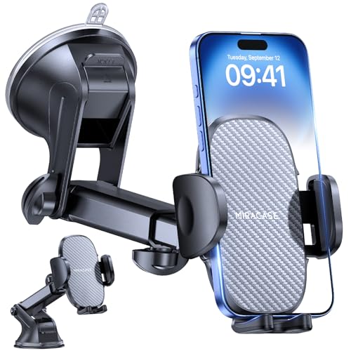 Miracase Handyhalterung Auto[Stärkst Saugnapf] Handyhalter fürs Auto 360° Drehbar, Armaturenbrett Windschutzscheibe KFZ Handy Halterung Kits für iPhone Galaxy Alle Smartphones