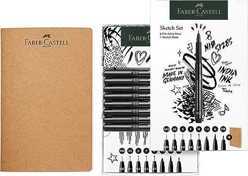 Faber-Castell - Tuschestifte Pitt Artist Pen, 4 Strichstärken Schwarz | Wasserfeste und lichtbeständige Zeichentusche mit XS-, S-, F- und M-Spitze für Skizzen und Illustrationen