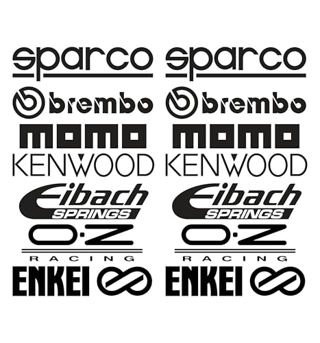 2 x Aufkleber-Set Sponsor-Aufkleber für Auto Motorrad Racing aus Vinyl gestanzt Sport Tuning aus Vinyl Polymer außen hitzebeständig und kältebeständig Ref 001 (Schwarz