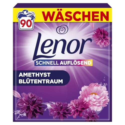 LENOR Pulverwaschmittel Color Amethyst Blütentraum 90 Waschladungen, Extra Geruchsabwehr Und Lang Anhaltende Frische
