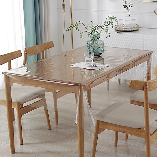 DASIAUTOEM Durchsichtige Tischdecke, Tischdecke Klarsicht Transparent 140cm Breit, Meterware 0.13 mm Stark, Wasserdicht Abwaschbar PVC Folie Fettdicht Tischschutzfolie (220 x 140cm)