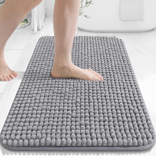 Homaxy Extra Dicke Chenille Badezimmerteppich 41×61 cm, Grau