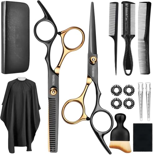 Haarschere Set, 15 Stücke Friseurschere Set Friseurscheren Profi 6,7 Zoll Haarschneideschere Hohe Qualität 440C Delstahl Haarschneide Set für Damen Herren Kinder Familie Friseursalon