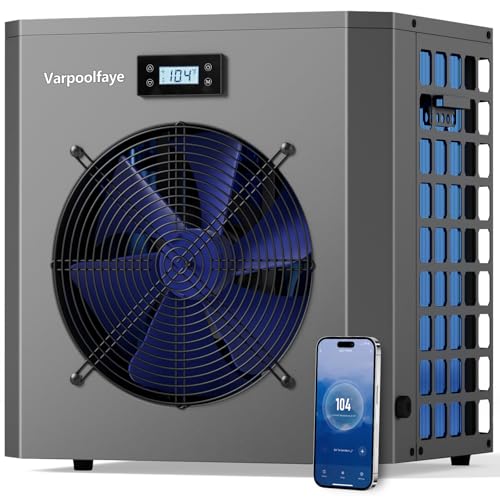Varpoolfaye 5KW Elektrische Pool Wärmepumpe Für Aufstellpool Poolheizung Wärmepumpe Schwimmbad Bis 20.000 l 20 m³ Wifi Steuerung 220v 240v 50Hz