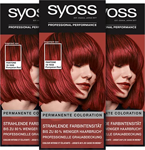 SYOSS inspiriert von PANTONE 18-1658 Pompeian Red Permanente Coloration Stufe 3, 3er Pack (3x 115 ml)