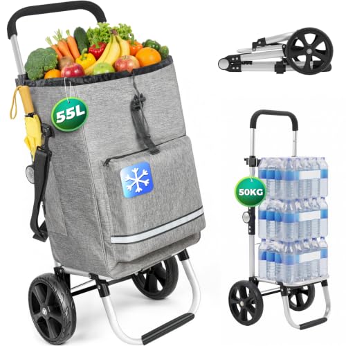 Einkaufstrolley klappbar 55L, mit kühlfunktion, Rucksack, bis 50 kg, XXL